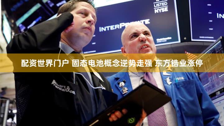 配资世界门户 固态电池概念逆势走强 东方锆业涨停